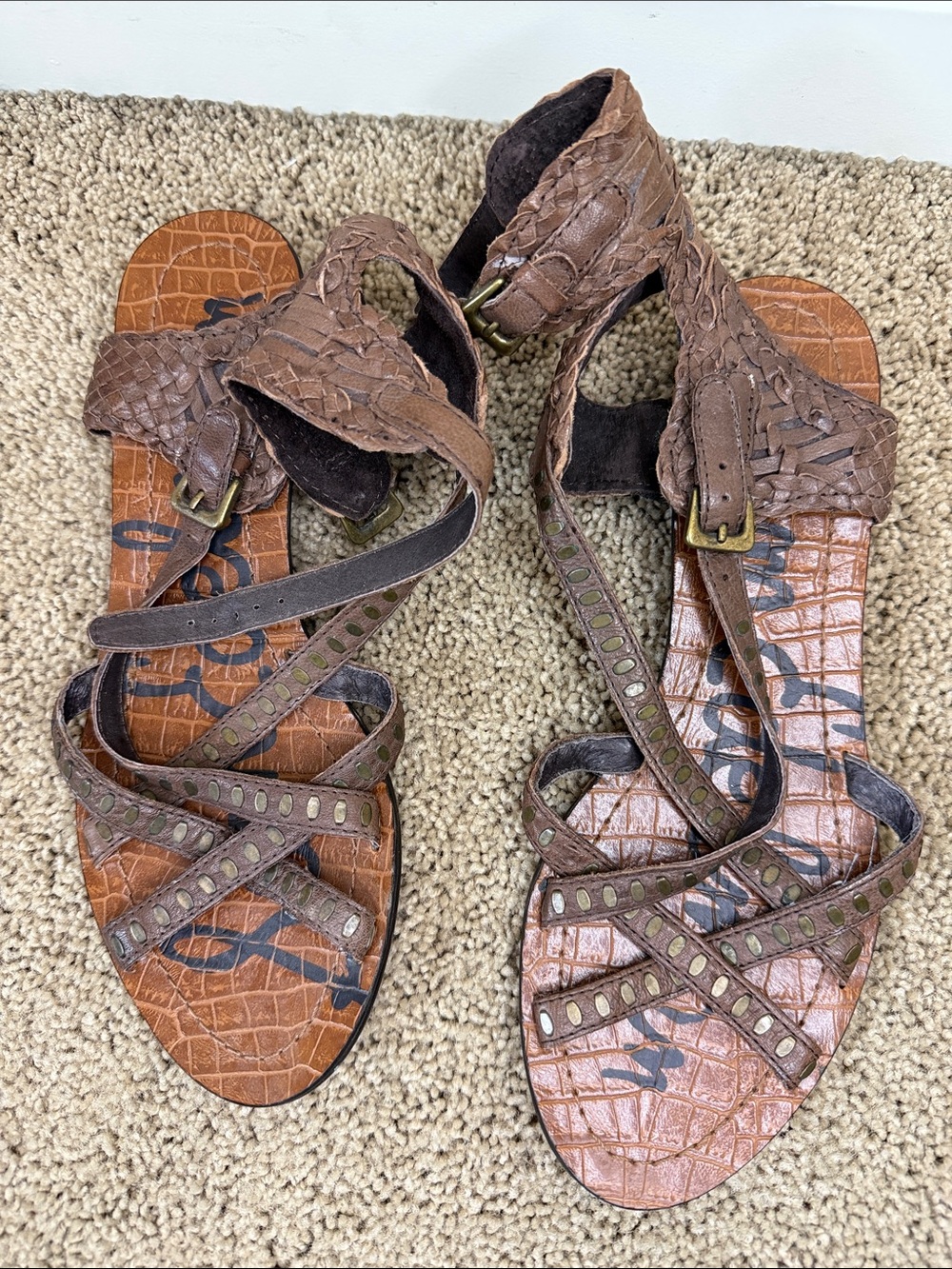 Sam Edelman | Women's Brown Strappy Gladiator Sandals | Size 8